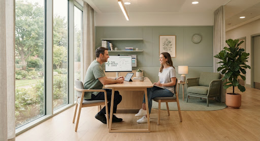 Modern, calm clinical consultation space