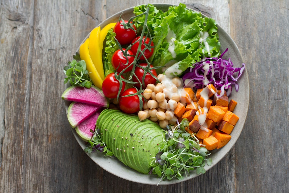 A colorful, nutritious meal bowl with fresh vegetables